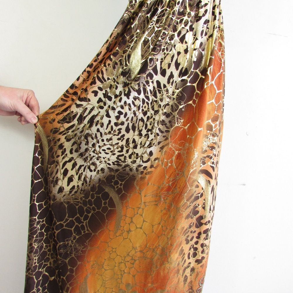 Small Hawaiian Clothing Brown Black Animal Print Full Length Sleeveless Dress - Picture 7 of 8